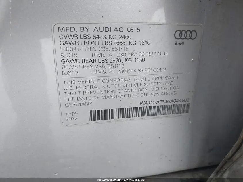 2016 AUDI Q5 2.0T PREMIUM