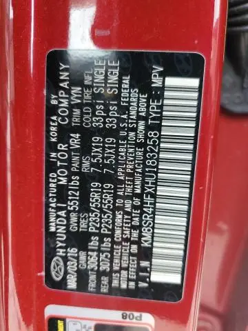 2017 HYUNDAI SANTA FE SE ULTIMATE  