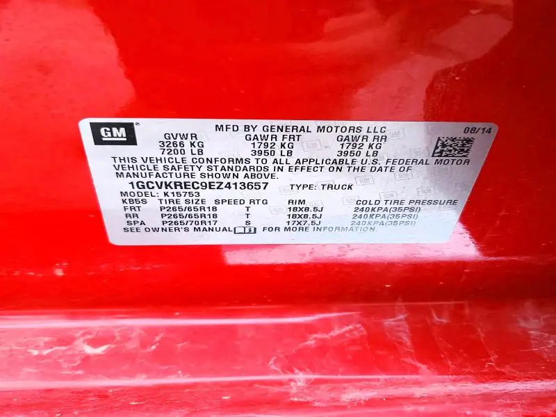 2014 CHEVROLET SILVERADO K1500 LT  