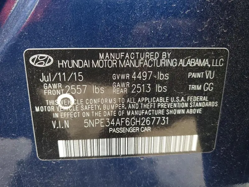 2016 HYUNDAI SONATA LIMITED  