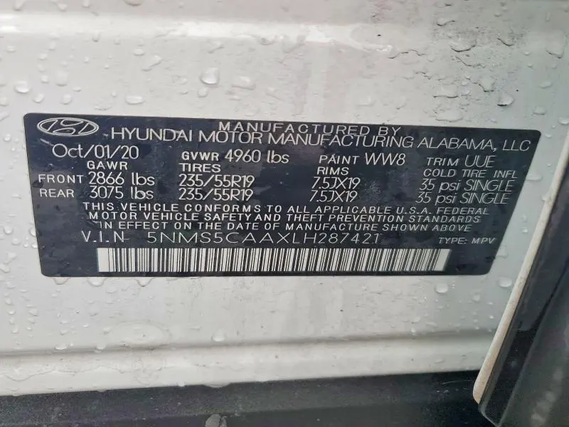 2020 HYUNDAI SANTA FE LIMITED 2.0T  