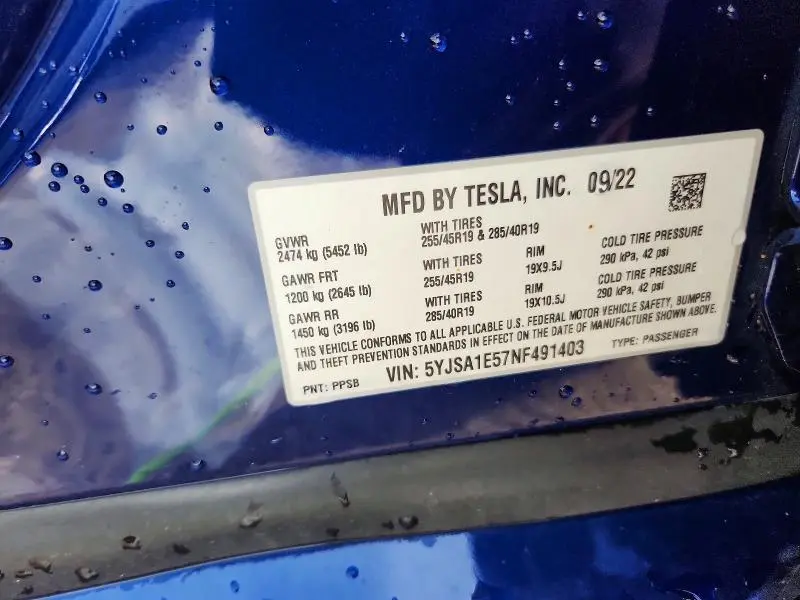 2022 TESLA MODEL S   