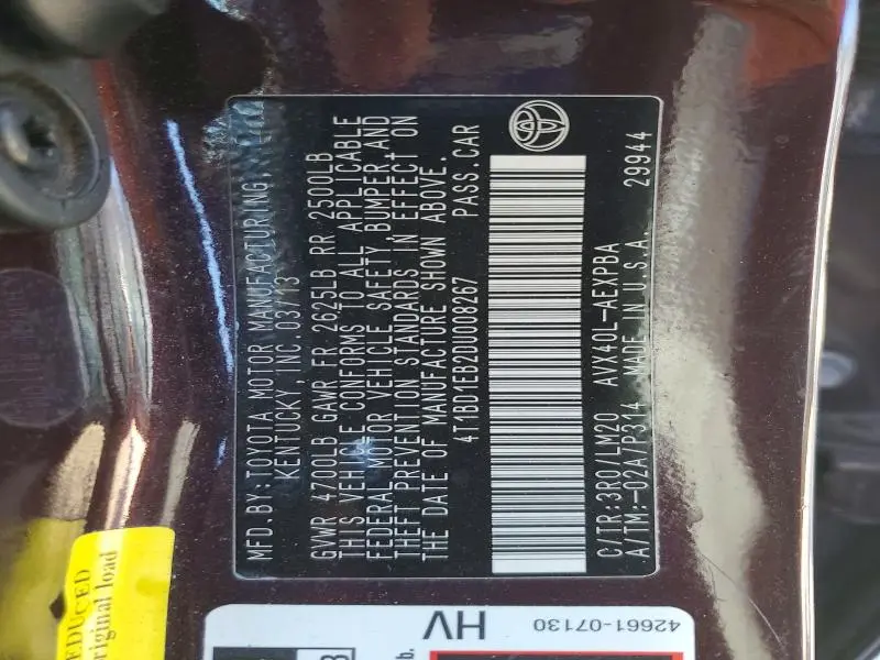 2013 TOYOTA AVALON HYBRID  