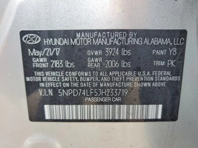 2018 HYUNDAI ELANTRA SE  