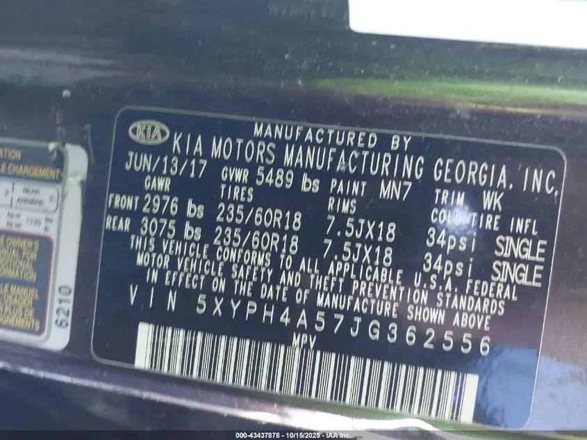 2018 KIA SORENTO 3.3L EX