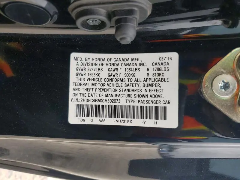 2016 HONDA CIVIC LX  