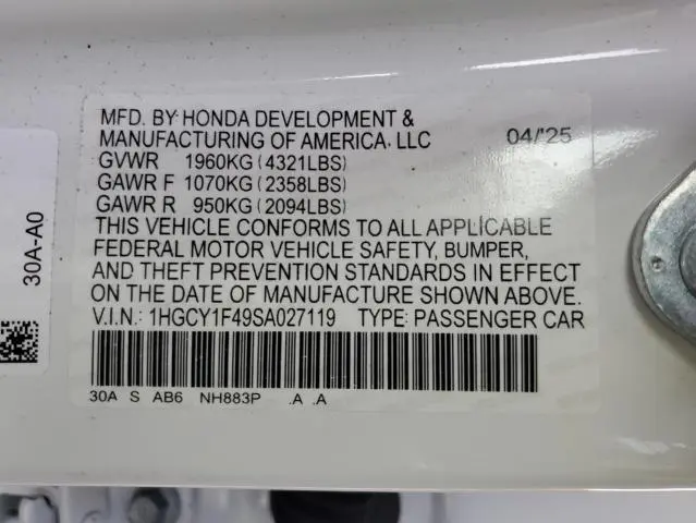 2025 HONDA ACCORD SE  