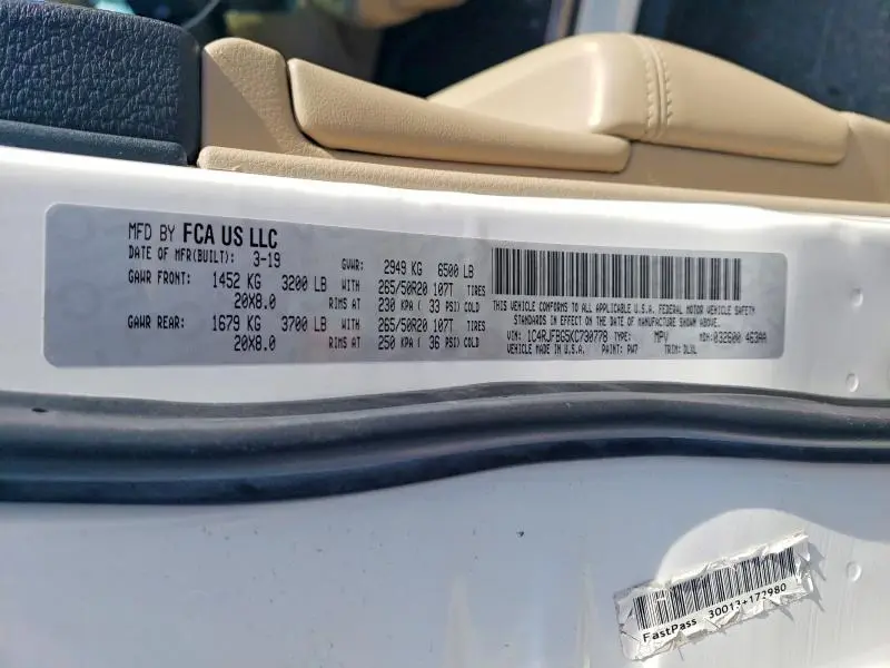 2019 JEEP GRAND CHER   