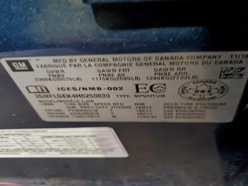 2017 CHEVROLET EQUINOX PREMIER  