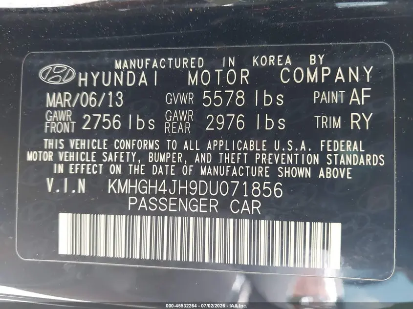 2013 HYUNDAI EQUUS SIGNATURE