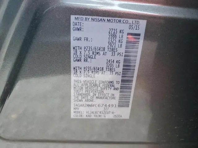 2015 NISSAN PATHFINDER S  