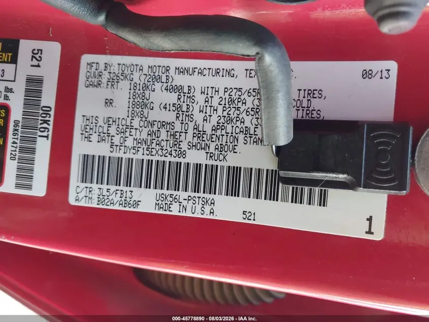 2014 TOYOTA TUNDRA SR5 5.7L V8