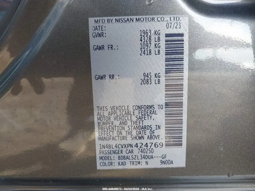 2023 NISSAN ALTIMA SR FWD