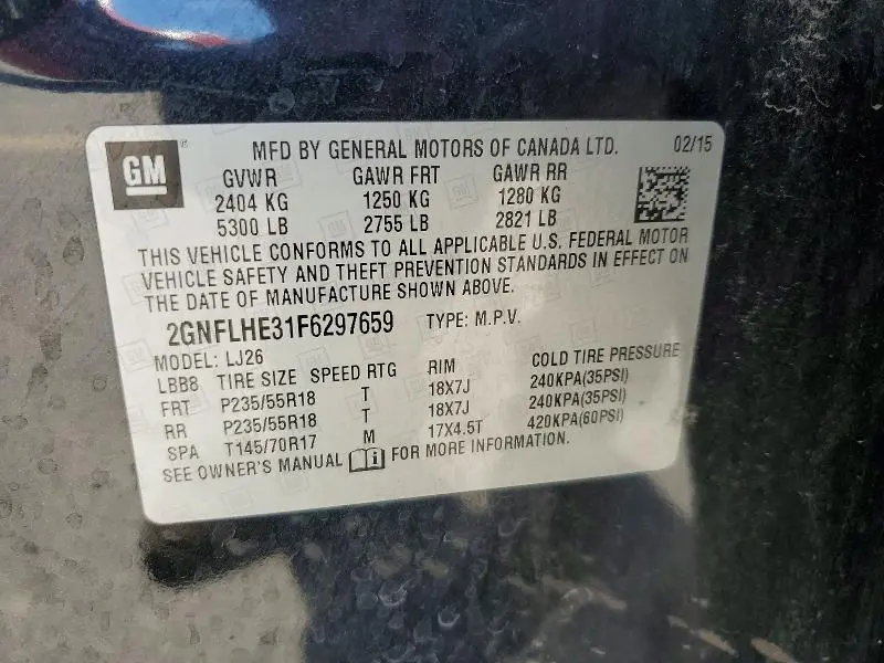 2015 CHEVROLET EQUINOX LTZ  