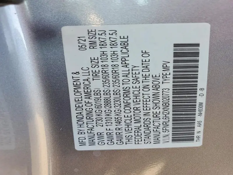 2022 HONDA ODYSSEY LX  