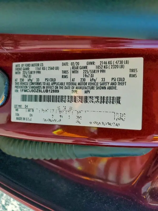 2020 FORD ESCAPE TITANIUM  