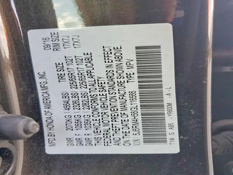2016 HONDA CR-V EX  
