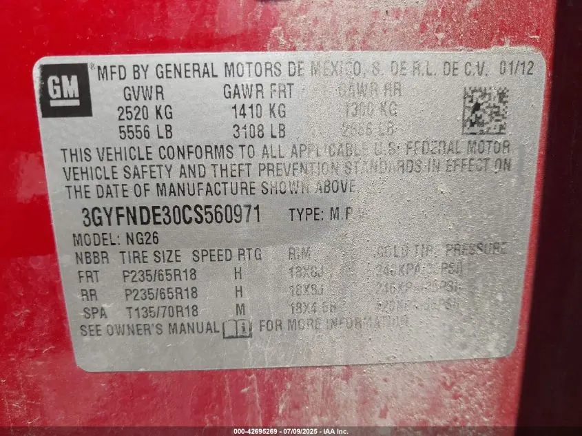 2012 CADILLAC SRX LUXURY COLLECTION