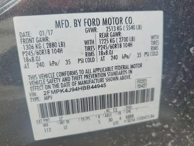 2017 FORD EDGE SEL  