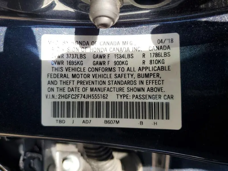 2018 HONDA CIVIC EX  