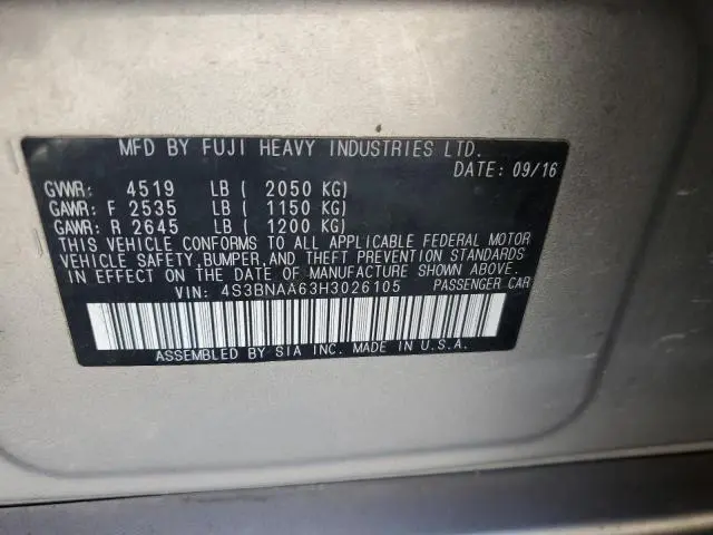 2017 SUBARU LEGACY 2.5I  