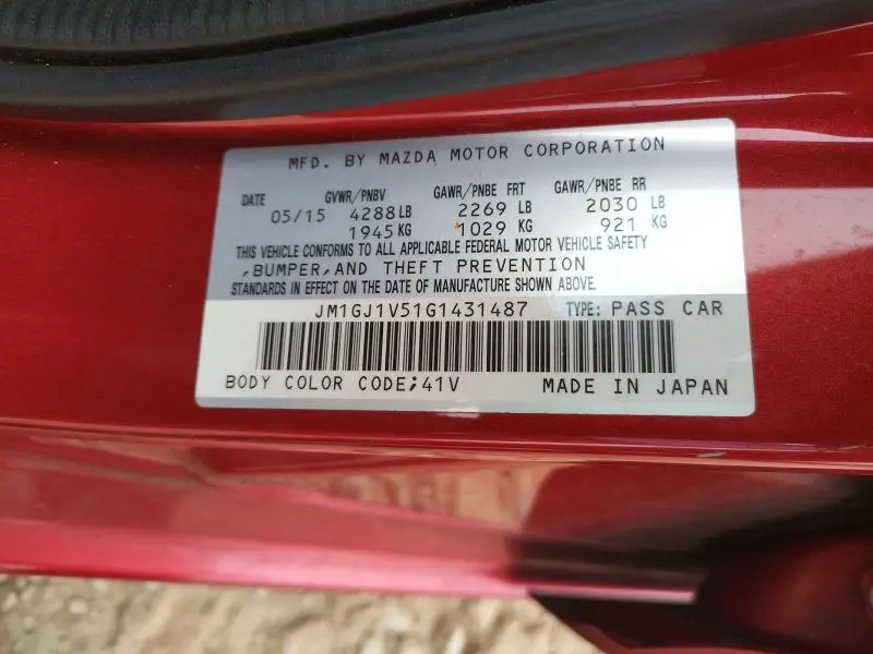 2016 MAZDA 6 TOURING  