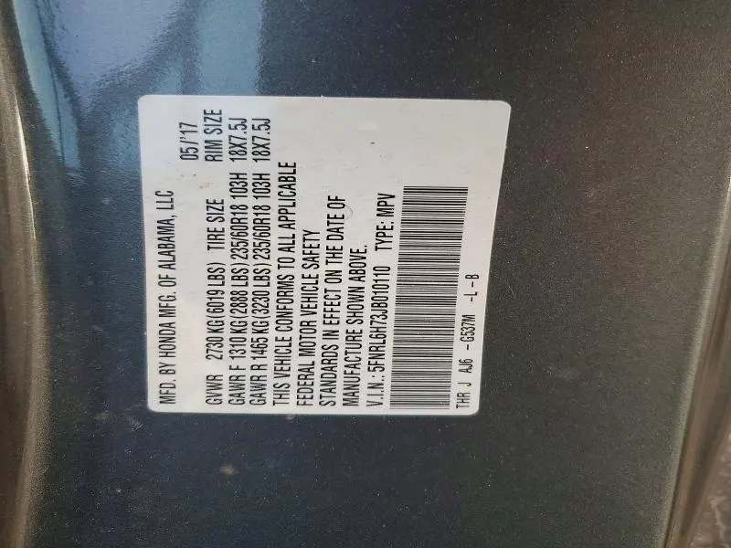 2018 HONDA ODYSSEY EXL  
