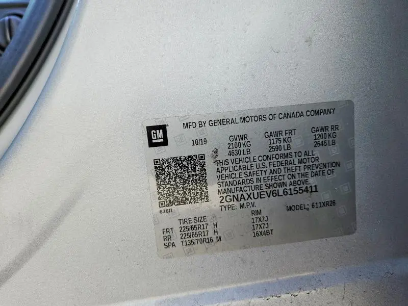 2020 CHEVROLET EQUINOX LT  