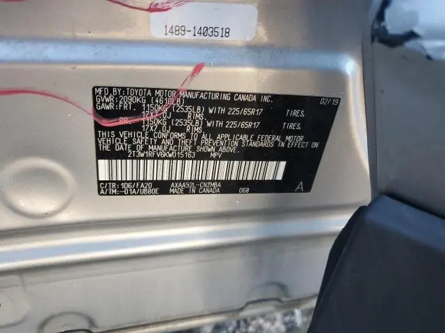 2019 TOYOTA RAV4 XLE  