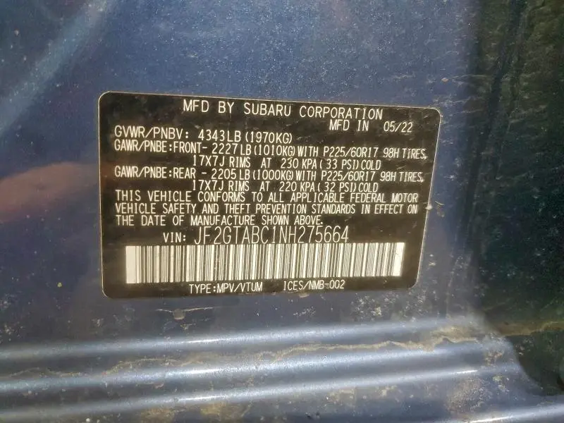 2022 SUBARU CROSSTREK   