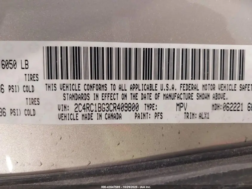 2012 CHRYSLER TOWN & COUNTRY TOURING