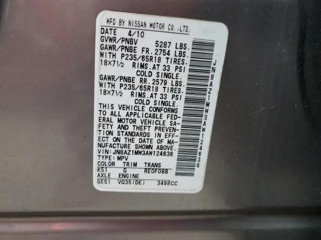 2010 NISSAN MURANO S  