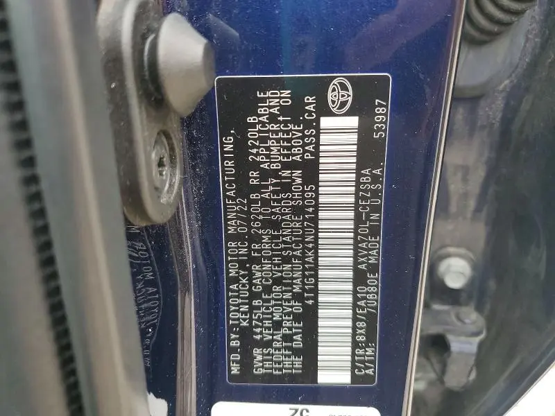2022 TOYOTA CAMRY SE  