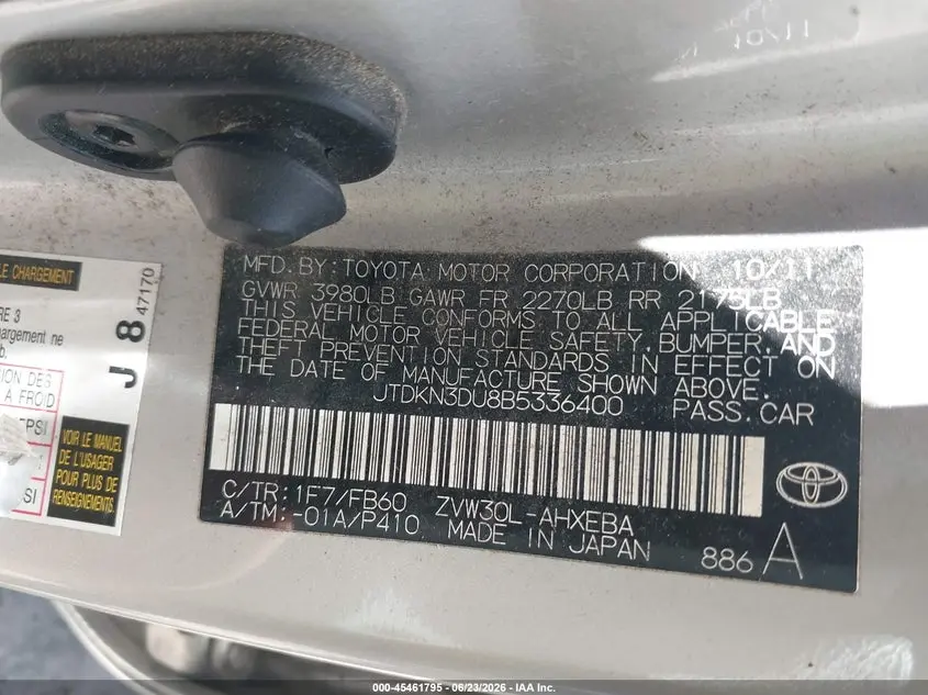 2011 TOYOTA PRIUS TWO