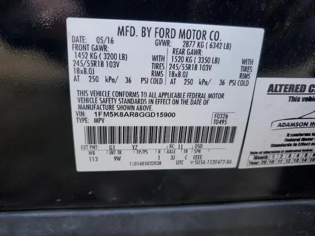 2016 FORD EXPLORER POLICE INTERCEPTOR  