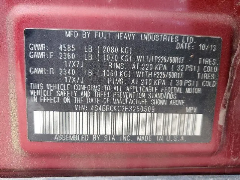 2014 SUBARU OUTBACK 2.5I LIMITED  