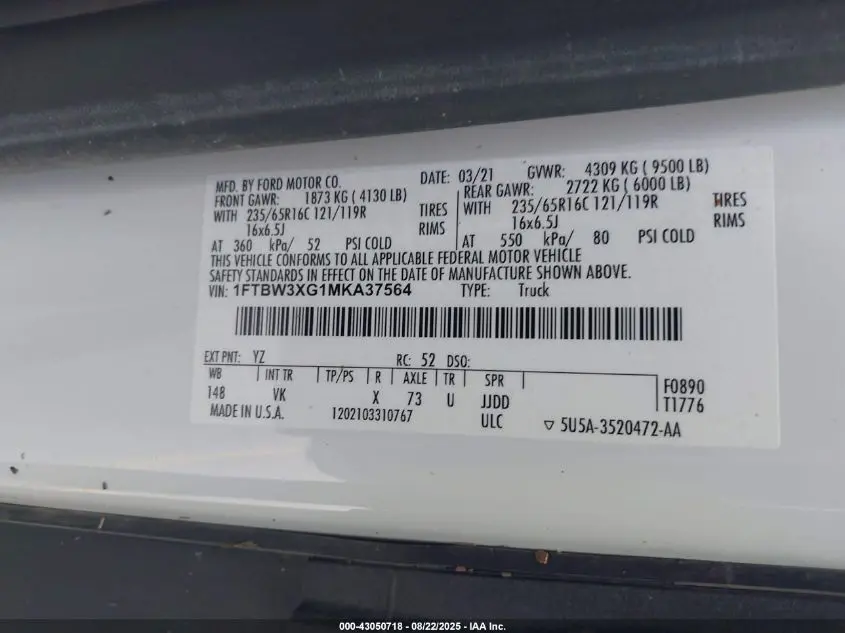 2021 FORD TRANSIT-350 CARGO VAN  