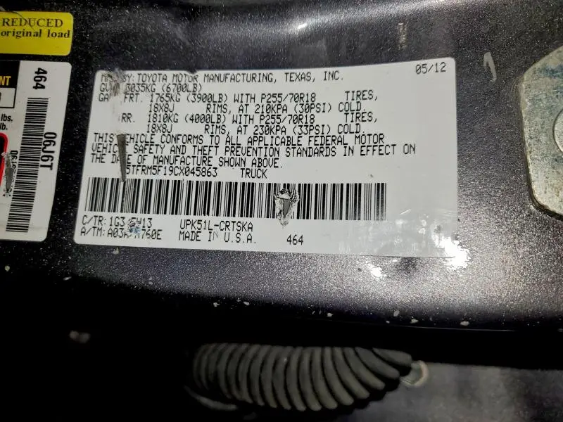 2012 TOYOTA TUNDRA DOUBLE CAB SR ** PRIOR REPO **