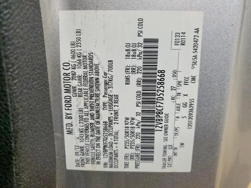 2013 FORD MUSTANG GT  