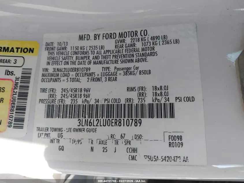 2014 LINCOLN MKZ HYBRID  