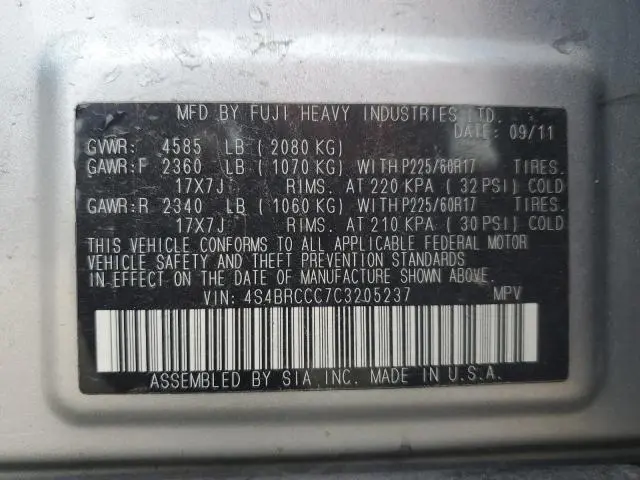 2012 SUBARU OUTBACK 2.5I PREMIUM  