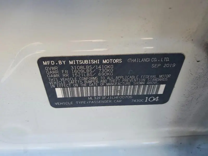 2020 MITSUBISHI MIRAGE G4 ES  