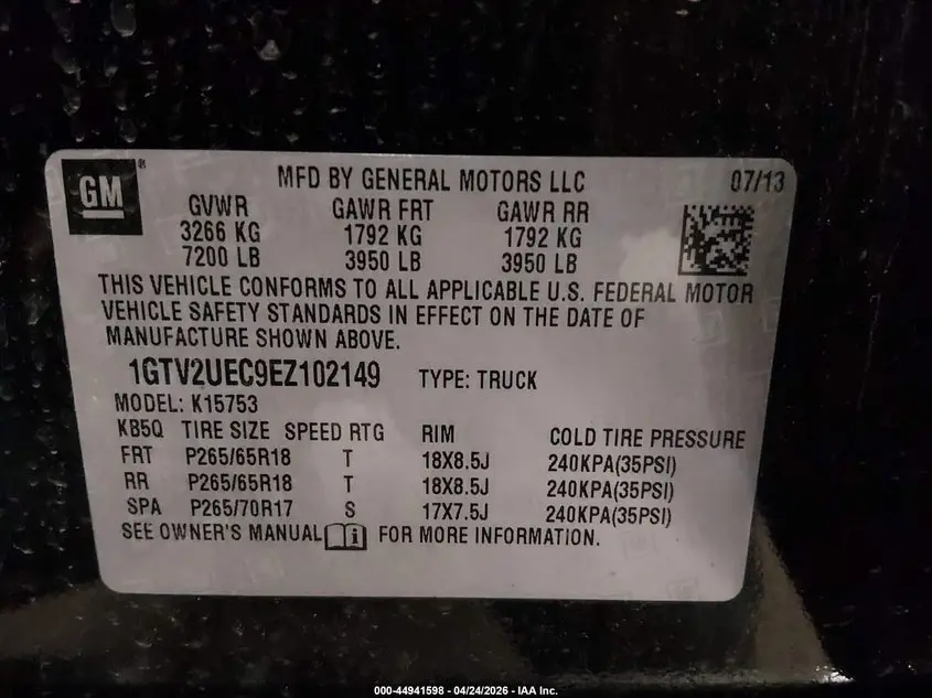 2014 GMC SIERRA 1500 SLE