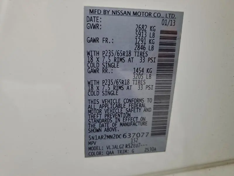 2013 NISSAN PATHFINDER S  