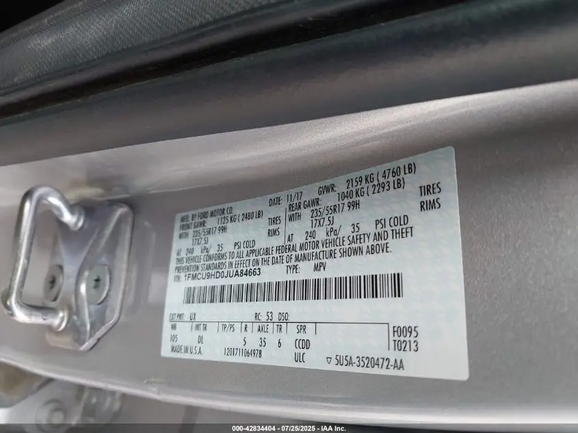 2018 FORD ESCAPE SEL