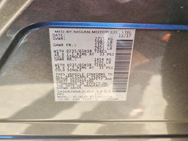 2018 NISSAN PATHFINDER S  