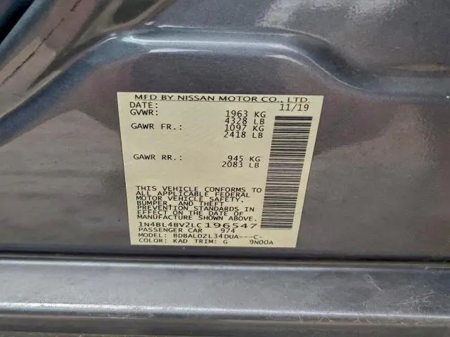 2020 NISSAN ALTIMA 2.5 S  