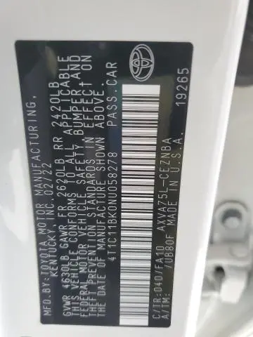 2022 TOYOTA CAMRY LE  