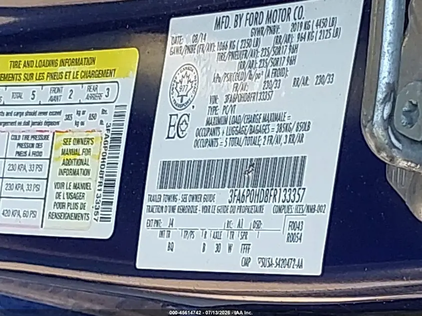 2015 FORD FUSION SE
