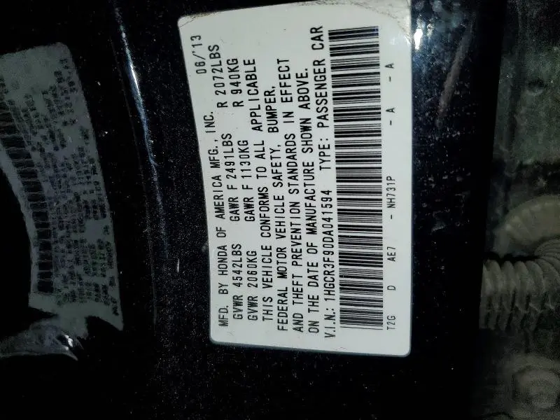 2013 HONDA ACCORD TOURING  
